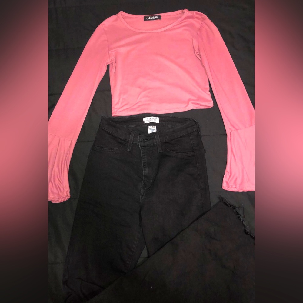 Crop top with bell sleeves